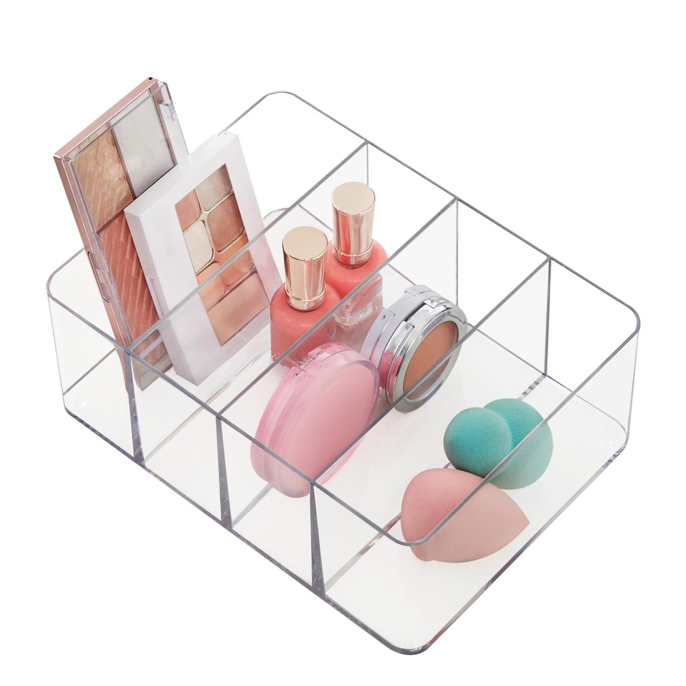 STORi 4Compartment Clear Plastic Organizer Rectangular Divided Makeup and Vanity Storage Bin Use Upright for Eyeshadow Palettes Made in USA