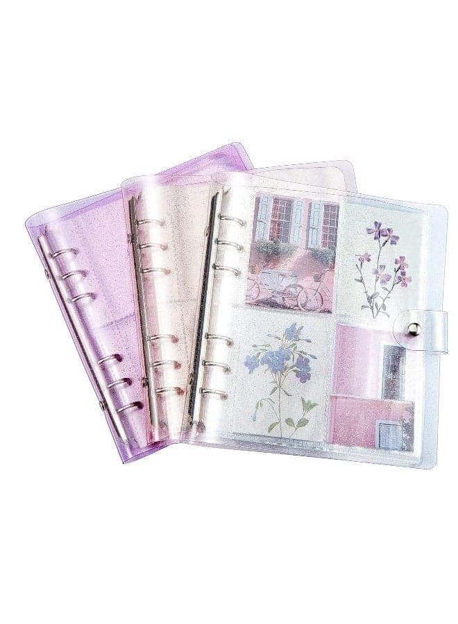3-Pack Portable Kpop Photo Card Holder Book, 600 Pocket 3-Inch Photo Album with 6-Ring Shiny Transparent Flipchart for Storing Business Cards, Postcards, and Photos.