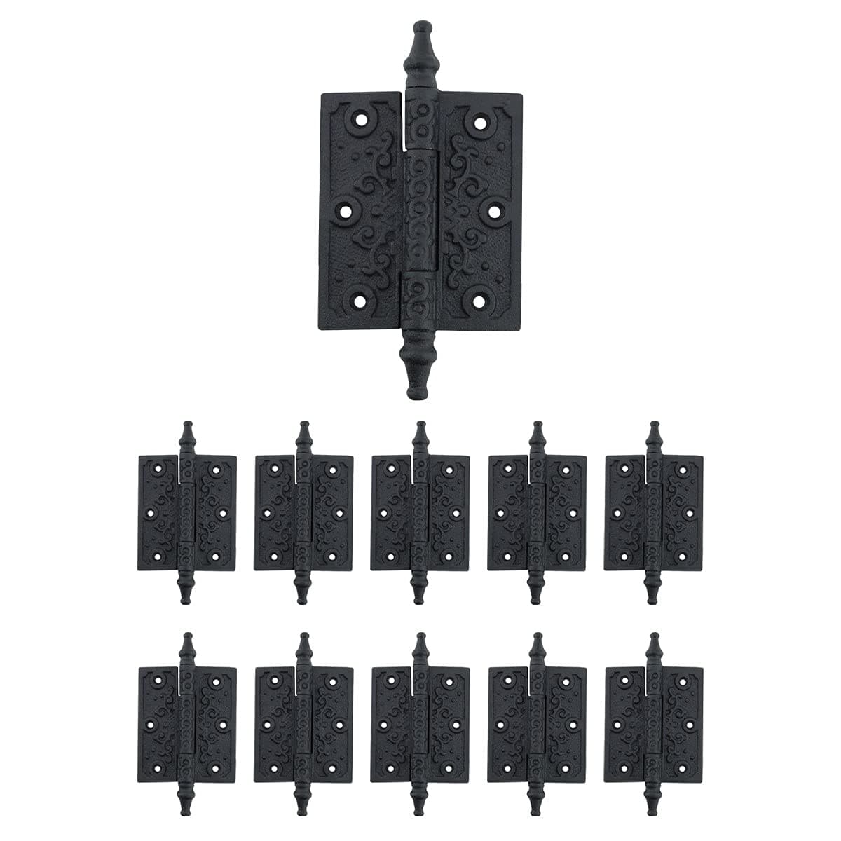 Renovators Supply Manufacturing Cabinet Hinge For Cabinet Door 35 In Black Wrought Iron Butt Hinge Victorian Steeple Tip Rust Resistant Flush Mount Hinges With Hardware Pack Of 10