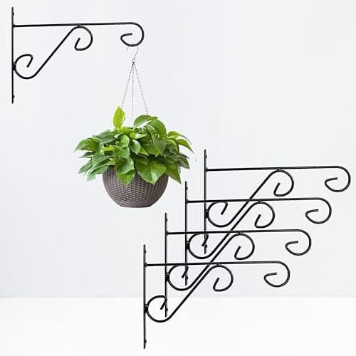 D&V Engineering Metal Plant Hanger Bracket -Black, Set of 4
