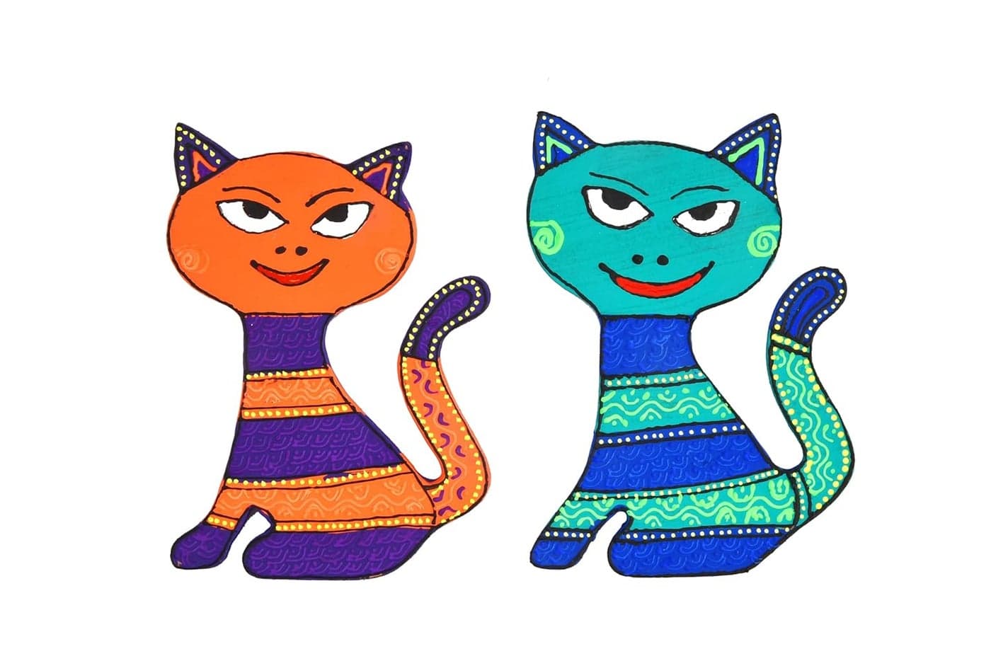 DECOREER Wooden Cat Shape Fridge Magnets Pack of 2 Cute Decorative Matt Finish Magnets for Refrigerator Almirah Washing Machine Stylish Kitchen Home Decor Magnets Gift for Cat Lovers