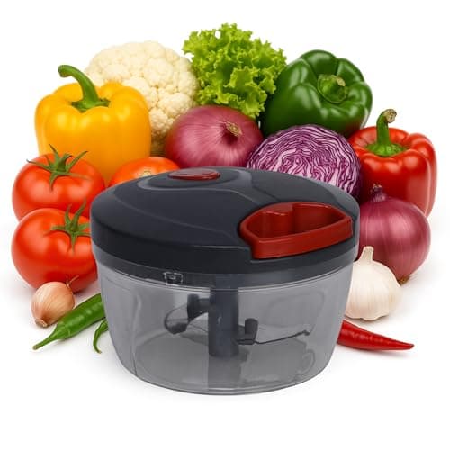 Hornbills Vegetable Manual Chopper with 3 Blades 500ml Kitchen Multi Blade Food Chopper for Vegetables Onion Garlic Hand Chopper Stainless Steel Blade Compact Vegetable Portable Mini Chopper | Red