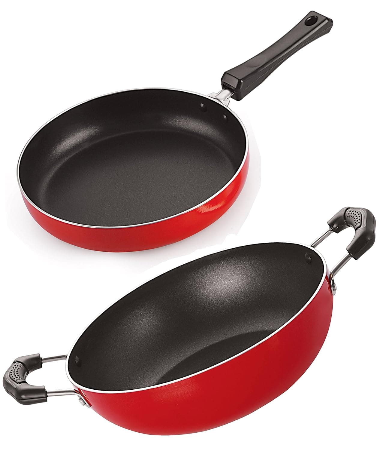 Nirlon Non-Stick Aluminium Fry Pan and Kadai Combo Gift Set Offer, 2.6mm_FP10_KD10