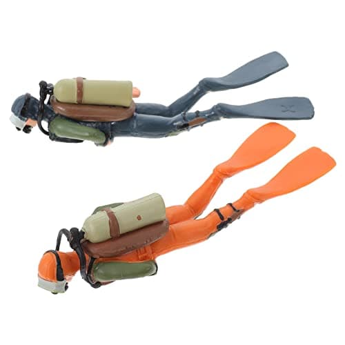 Toyvian Diver with Hose Toy Squid Fish Tank Action Figure Divers: 2PCS Scale Model Sea Animals Scuba Diver Toy Swimmers Diver Figures (as Shown 1 (Mini Diver 2pcs))