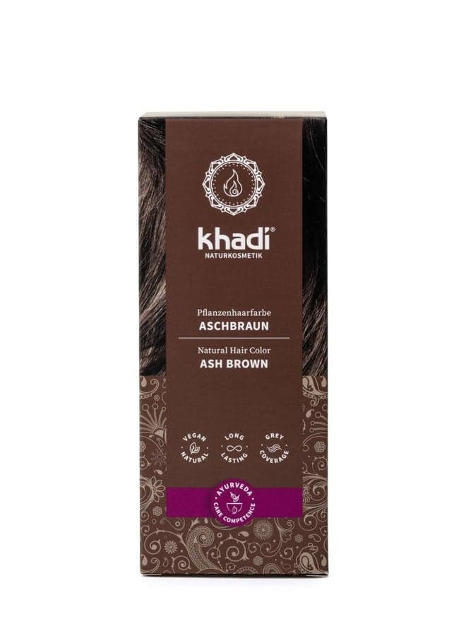 khadi ASH BROWN Natural Hair Color - Natural cosmetics - hair color for matte & medium brown - plant hair color - 100% herbal, natural & vegan - 3.5 oz