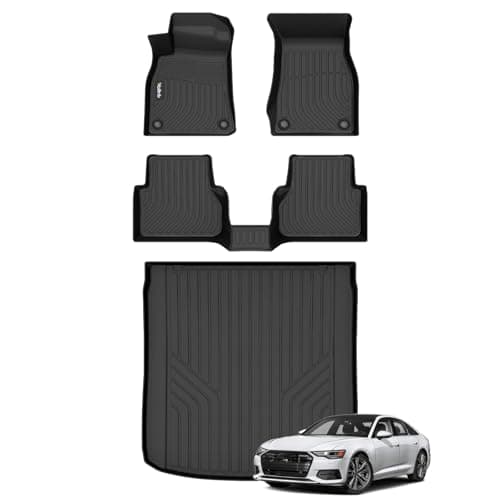 Wailtnb-All Weather Floor Mats & Cargo Liner for Audi A6 2019-2025 (Not for A6 Allroad Models) Custom Fit Waterproof Durable Easy to Clean fit for Audi A6 2019-2025 Accessories Black