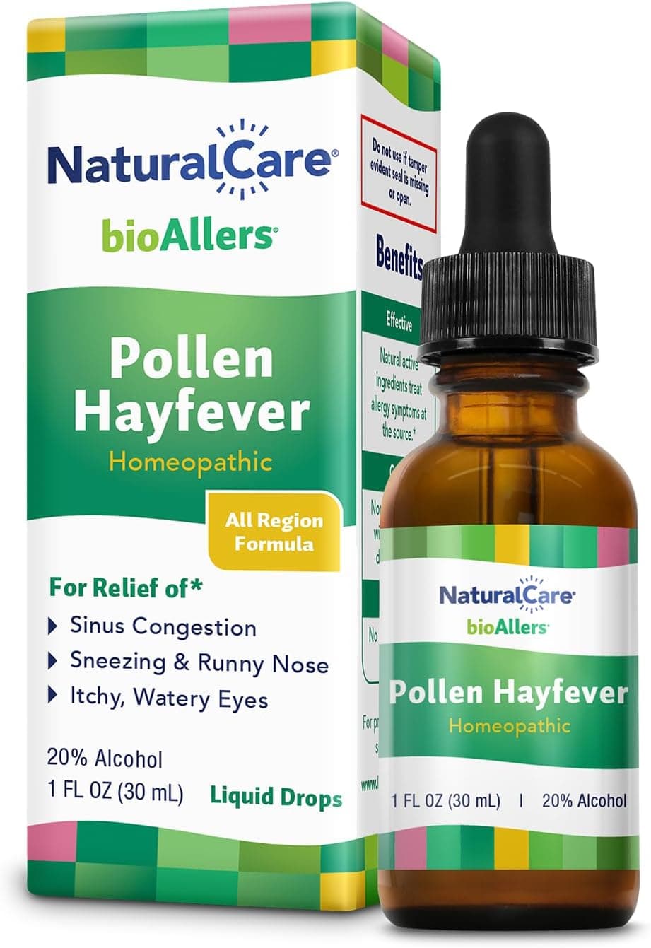 NaturalCare Pollen Hayfever Homeopathic Liquid Drops by bioAllers 1 Fl Oz May Provide Support Through Sneezing Congestion Itching Rashes