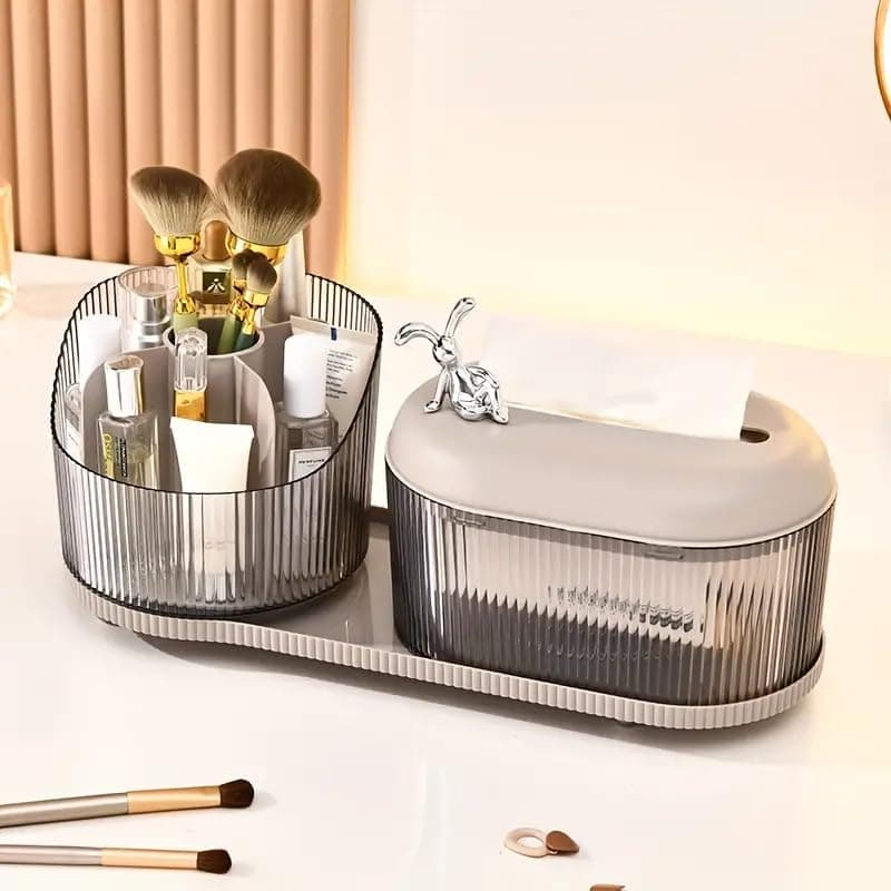 RELEMTRA Facial Tissue Paper Box Holder Dispenser Hotel Bathroom Table Top Facial Tissue Paper Holder Car Tissue Box Napkin OrganizerGrey