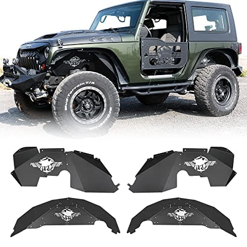 JROAD Soldier Front&Rear Inner Fender Liners Aluminum compatible with Jeep Wrangler 07-18 JK JKU Sports Sahara Rubicon 2/4-Door