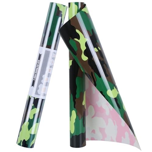 TORC Army Green Camouflage HTV Vinyl 12 inch x 10 ft 12 in x 5ft Per Roll Check Heat Transfer Vinyl Iron on Transfers Easy to Cut Weed for Heat Transfer Design
