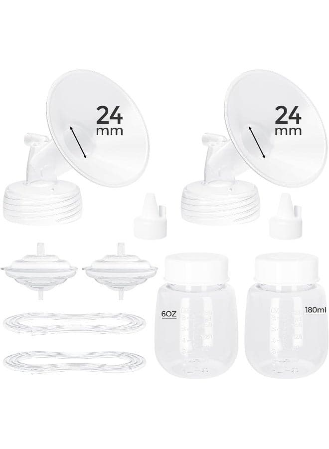 Paruu Pump Parts Compatible with Spectra S1/S2/9 Plus, Not Original Accessories, Full Set Replacements Include 24mm Flanges, Valves, Backflow Protectors (Duckbills Included), Tubings and Bottles