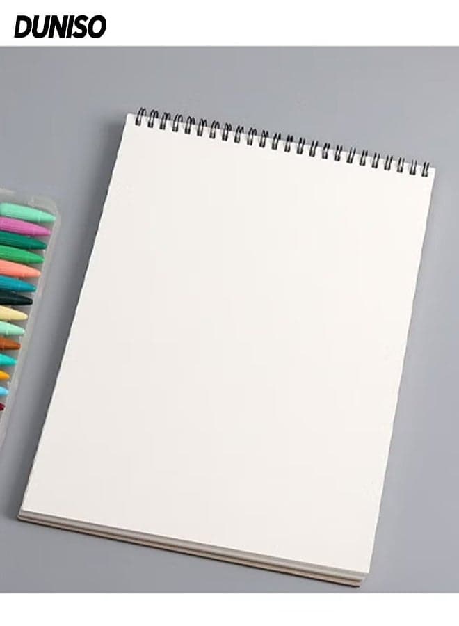 A4 Spiral Notebook, Blank Page Journal, White Sheet Soft Cover Journal Sketch Book,Memo Notepads for Writing Notes in School, Office, Home, Planner Perfect for Travel School