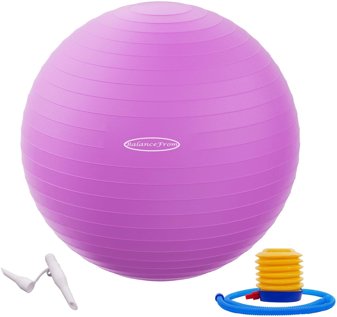 Signature Fitness AntiBurst and Slip Resistant Exercise Ball Yoga Ball Fitness Ball Birthing Ball with Quick Pump 2000Pound Capacity Purple 18inch S
