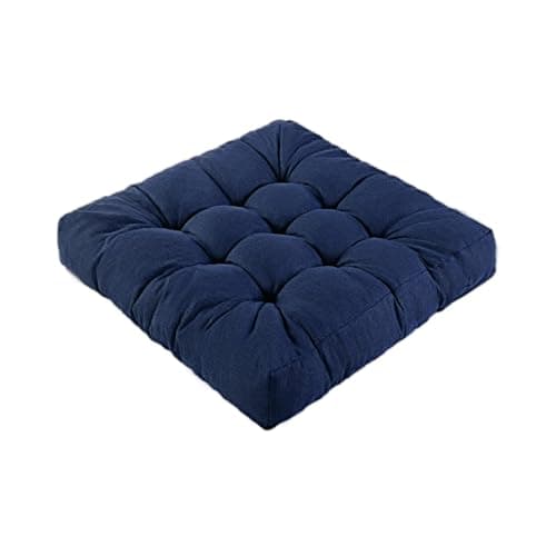 LYLNBYWK Meditation Floor Cushions, Thickened Floor Pillow for Adults, Large Square Pillows Seat Cushion for Tatami Living Room Yoga, Memory Sponge Block Added, 22x22 Inch, Drak Blue
