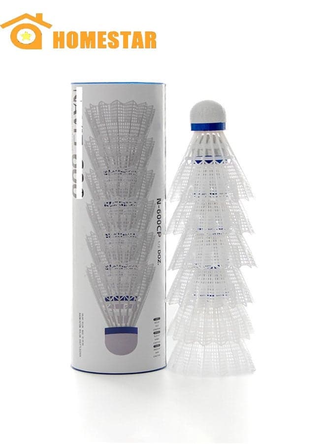 Badminton Shuttle, 6 Pcs Nylon Badminton Shuttle, Durability, Stability Shuttlecock for Outdoor, Indoor ,Sports, Activities, Training, White