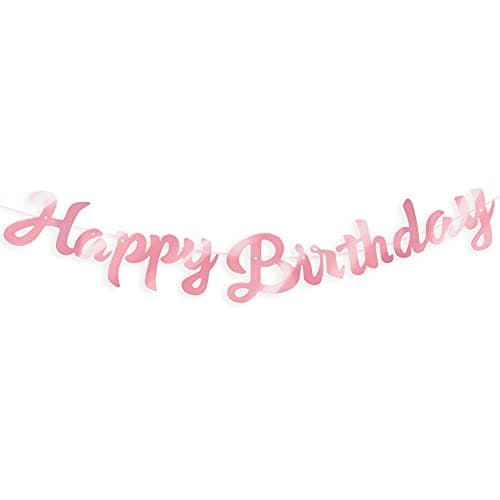 Festiko® Mirror Rose Gold Shiny Happy Birthday Banner, Elegant Handwriting Letter, Glitter Alphabet Happy Birthday Sign, Bunting Banner, Birthday Party Decorations Supplies for Girls and Mom