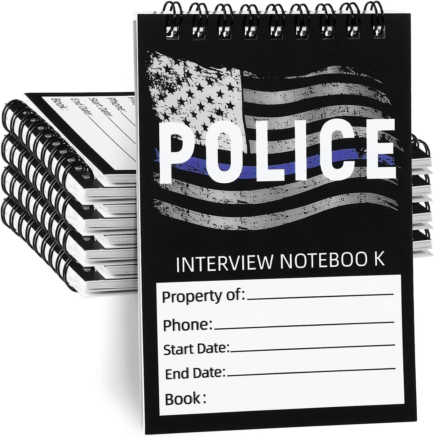 Sinmoe 8 Pcs Public Safety Police Field Interview book Top Bound Spiral Notebook Writing Pad for Interviews Accidents and Incident Reports Field Book for Police 5 x 35 Inches