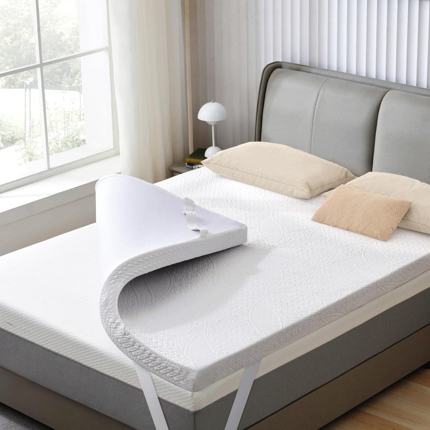 SINWEEK 2 Inch Gel Memory Foam Mattress Topper with Cooling Cover Ventilated Soft Mattress Pad Bed Topper CertiPURUS Certified Twin Size