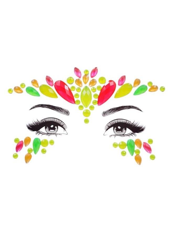 Neon Face Jewels Face Gems Sticker Christmas Makeup Face Tattoos Rainbow Crystal Eye Gems Sticker Body Glitter Fluorescent Rhinestone sticker Body Gems Temporary Tattoo