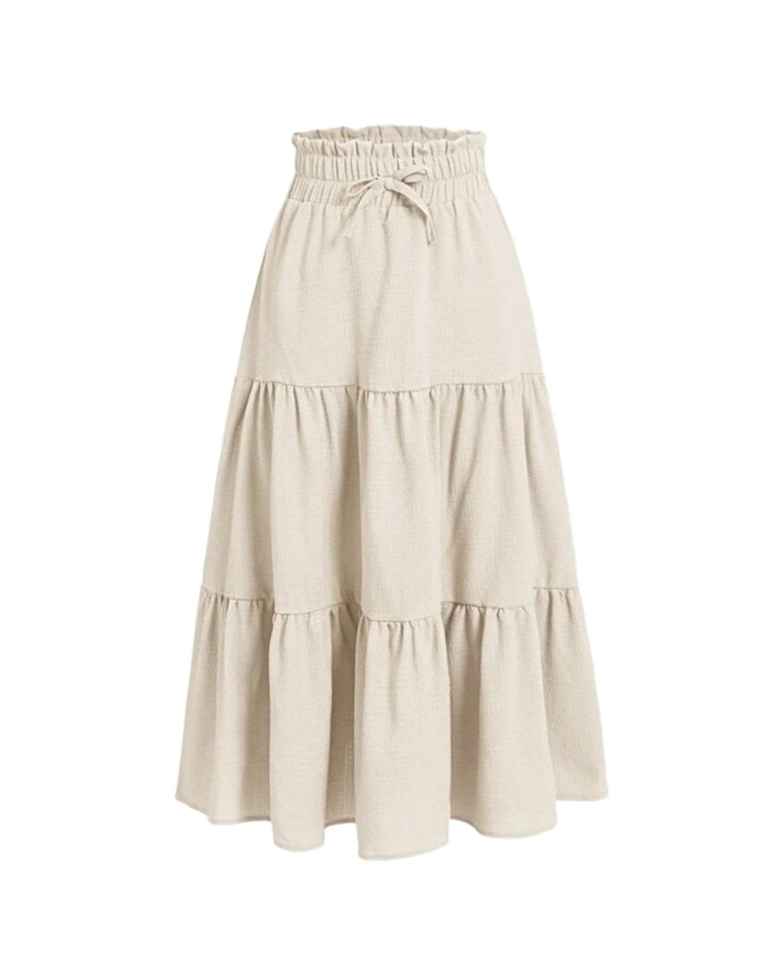 Mrugneni Midi Length Ruffle Skirt (Cream)