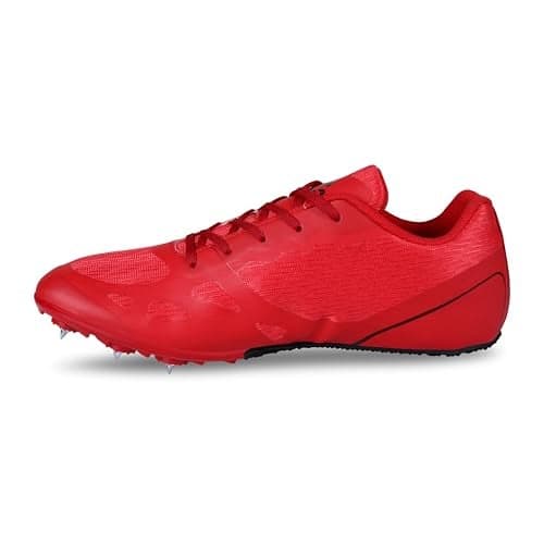 Nivia Spirit 2.0 Track & Field Shoes for Men | Athletic Track Shoes with Spikes | Perfect for Sprints, Long Jump, and Discus | Run Like a Star, Shine Like a Champion | (Red) | Size-UK03