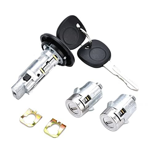 Ignition Switch Lock Cylinder with Pair Front Door Lock Cylinder Compatible with 2003-2006 Chevy Silverado Suburban GMC Sierra Yukon Cadillac Escalade Replace OE# 707835 + 706592 X2 + 598007 X2