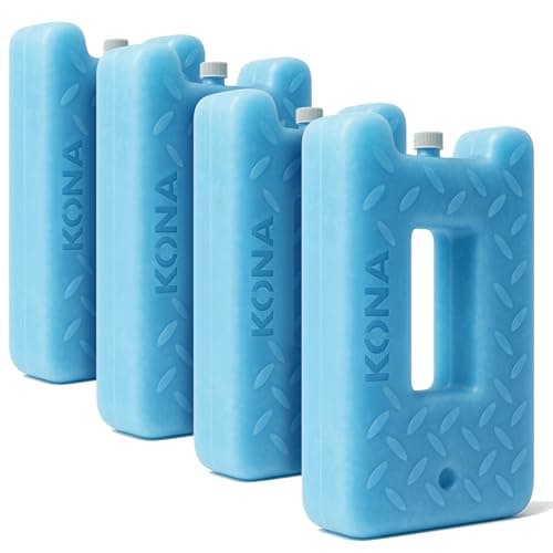 Kona Blue/Ice Ice Packs for Lunch Box - 2 lb Freezer Packs Compatible with Yeti Cooler Bags | Dry Ice Shock Pack, Long-Lasting Reusable Ice Packs for Lunch Bags (10" x 5.5" x 1.5" Pack of 4)