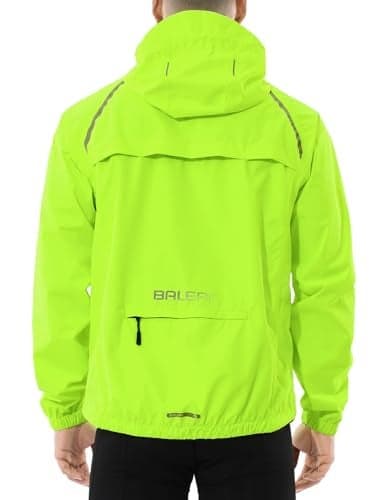 baleaf Mens Rain Jacket Waterproof Raincoat Windbreaker Running Cycling Gear Golf Jackets Hood Lightweight Reflective Yellow XL
