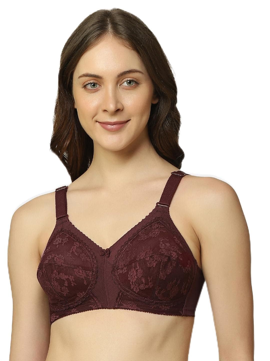 Triumph International Women's Non Padded | Wireless | Doreen 40G Deep Burgundy | Full-Coverage Big Cup Bra | Pack of 1