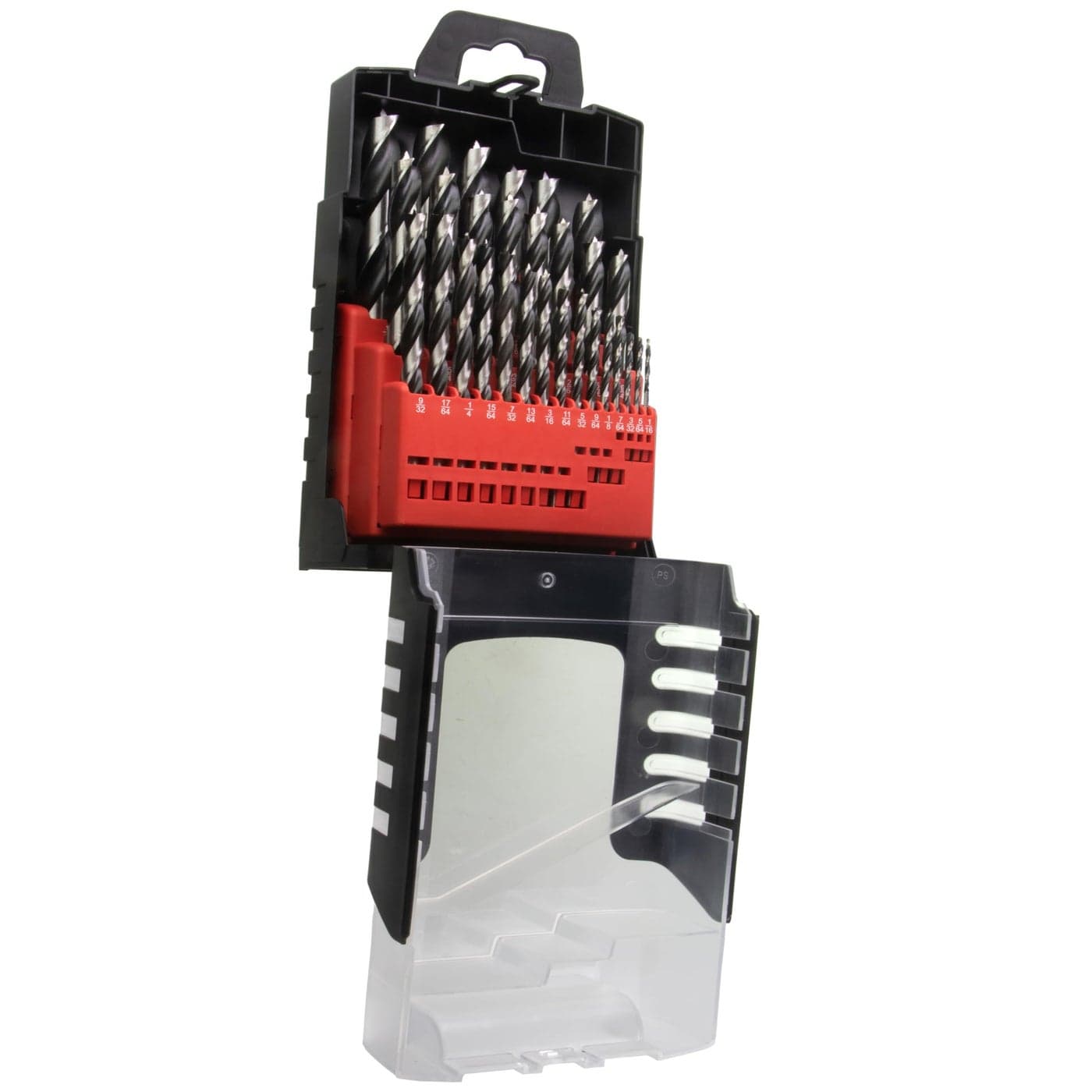 Chrome Vanadium Brad Point Drill Bit Set 29Piece Imperial Sizes from 116 to 12 Inches Within Plastic Storage Case