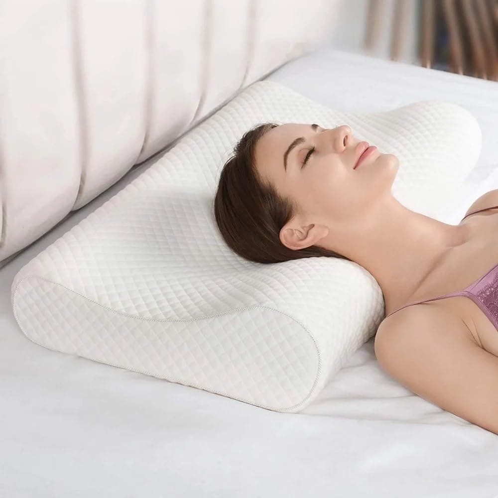 Travel Contour Memory Foam Pillow Cervical Pillow for Neck Pain Relief Neck Orthopedic Sleeping Pillows for Side Back and Stomach Sleepers 2