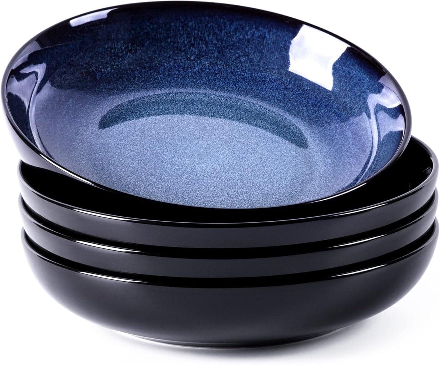 LERATIO Pasta BowlsCeramic 38oz Pasta Bowls90 Reactive Glaze Pasta Bowl Set of 4Microwave DishwasherOven SafeLarge Wide Serving Bowls for Salad DessertPizzaFruit Blue