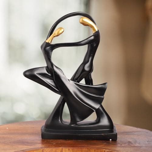 INTERNATIONAL GIFT Black & Gold Plated Dancing Couple Statue | Polyresin Showpiece for Table, Living Room, Office, Home Decoration