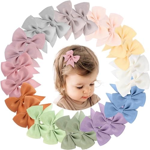 OAOLEER 24pcs 2inch Baby Hair Clips Fully Lined Bows for Baby Girls Toddlers Infants 12 Colors in Pairs Unisex Modern Contemporary Style