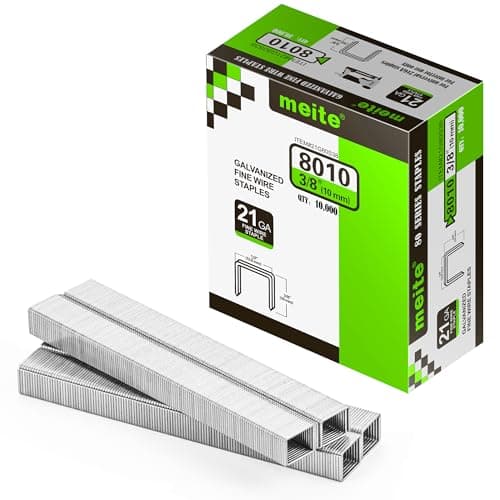 meite 21 Gauge Upholstery Staples, 1/2-Inch Crown with 3/8-Inch Length Galvanized Heavy Duty Staples for Staple Guns MT8016, MT8016S, and MT8016SLN (10,000 Counts)