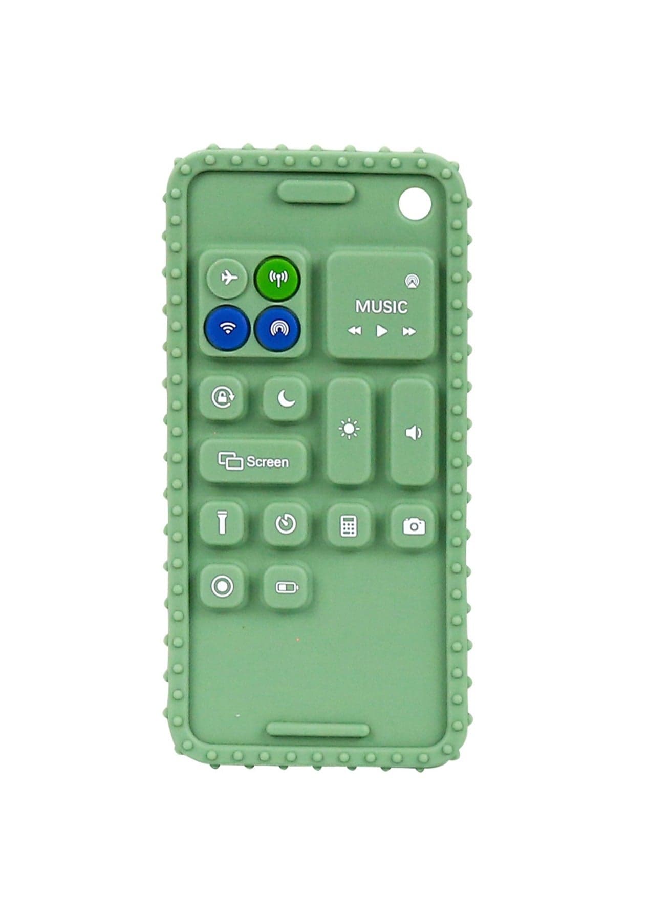 Baby Food Grade Silicone Remote Control Teether, Baby Soothing Silicone Remote Control Teether, Baby Teething Stick Chewing Gum Anti-Eating Hand Chewing Toy (Green Phone)