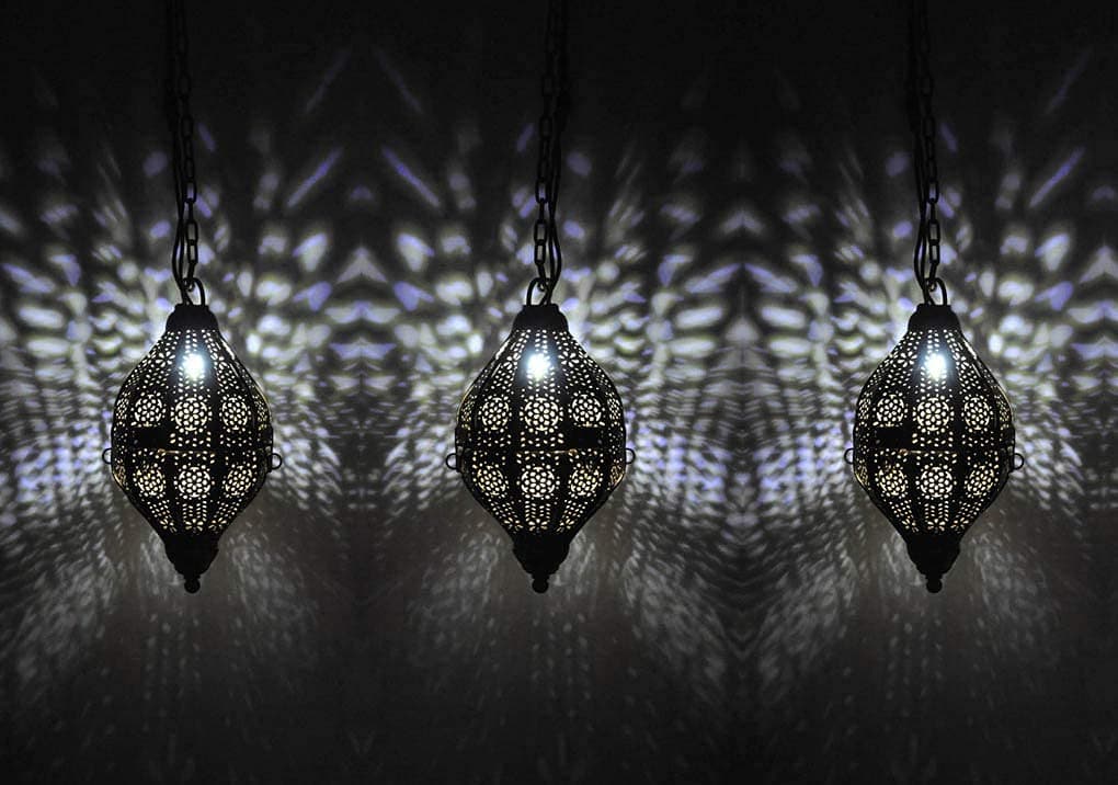 Lalhaveli Metal Moroccan Hanging Tea Light Candle Holder Pack of 3
