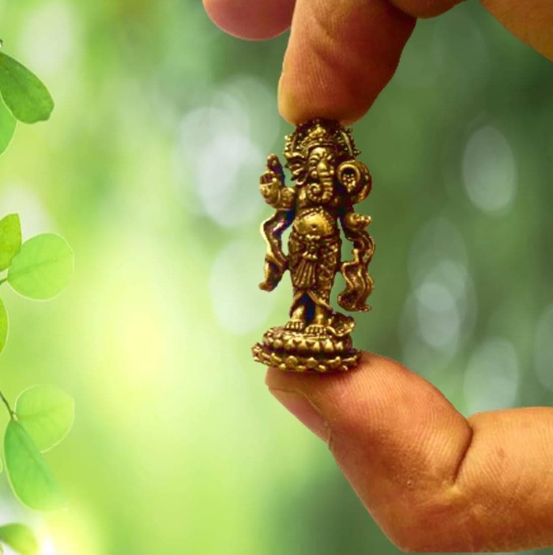 Purpledip Rare Miniature Brass Idol Ganesha Spreading Gold Coins Dhan Varsha Collectible Statue with Detailed Very Fine Workmanship for Prosperity Wealth 12698Q
