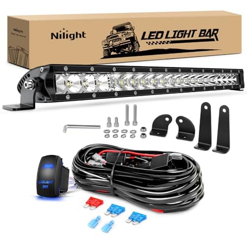 Nilight LED Light Bar 21inch 100W Spot Flood Combo Super Slim 9000LM Off Road 3D LED Driving Off Road Lights with Wiring Harness Kit-1 Lead for Trucks Pickup SUV ATV UTV Boat 4x4 Van Camper