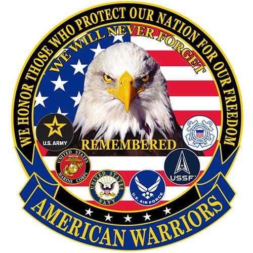 American Warriors US Military Armed Forces 5 Round Embroidered Patriotic Patch