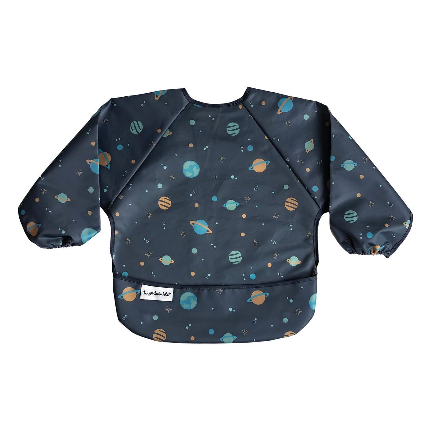 Tiny Twinkle Mess Proof Baby Bib, Cute Full Sleeve Bib Outfit, Waterproof Bibs for Toddlers, Machine Washable, Tug Proof Closure, Baby Smock for Eating, Long Sleeved (Space, Large 2-4 Years)