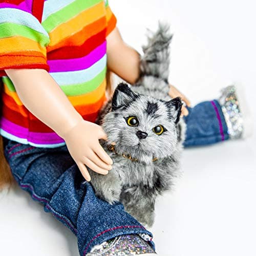 The Queens Treasures 18 Inch Doll Pet Accessory Truly Adorable Realistic Grey Striped Kitty Cat Compatible with American Girl Dolls