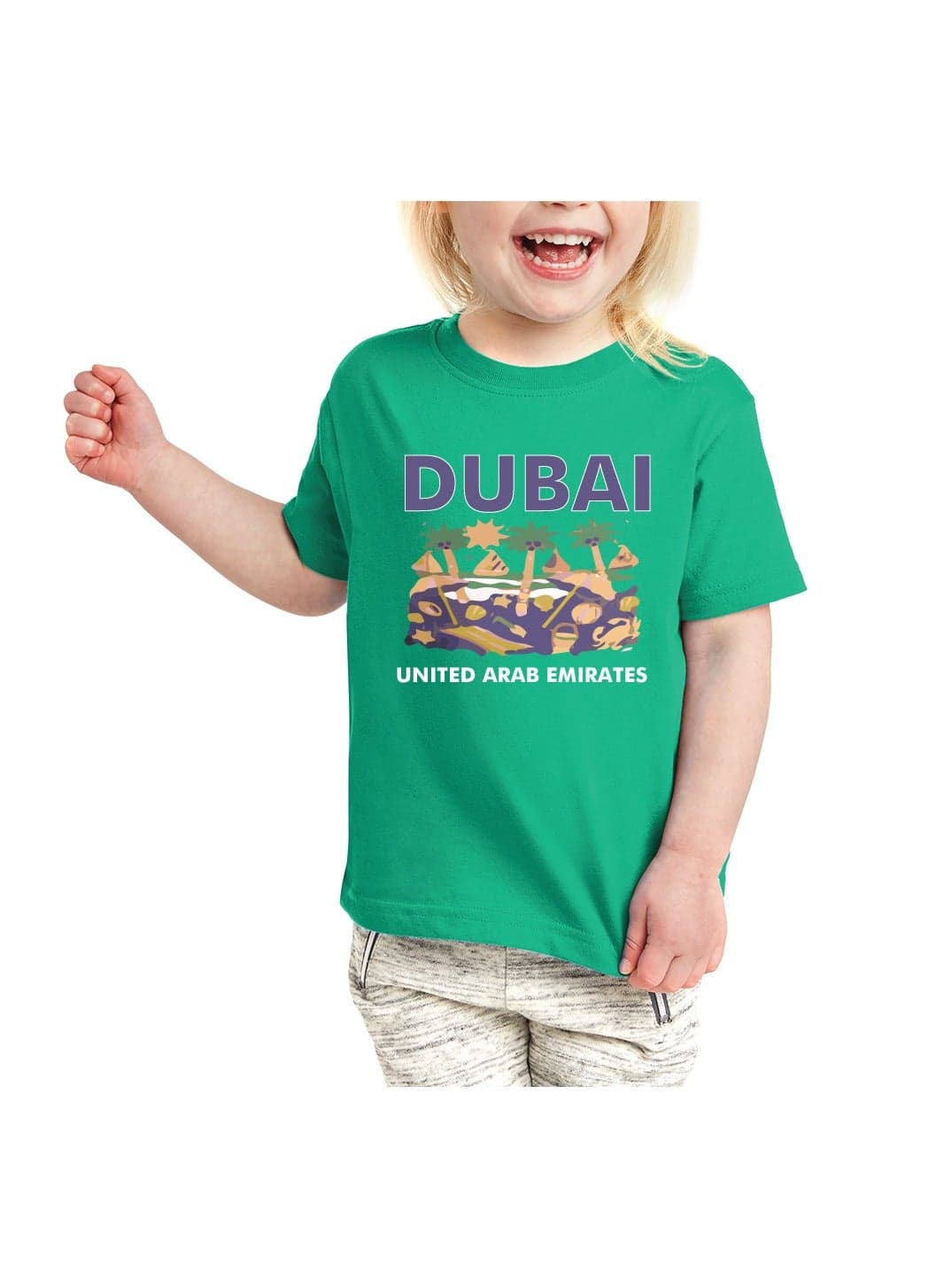 Dubai Design Printed Girls Souvenir T-Shirt for Kids