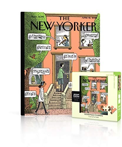 New York Puzzle Company New Yorker Soundtrack to Spring Mini 100 Piece Jigsaw Puzzle for Adults by Tom Gauld