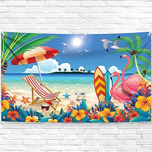 KatchOn, XtraLarge Beach Photo Backdrop - 72x44 Inch | Summer Backdrop for Beach Party Decorations | Hawaiian Party Decorations | Summer Theme Decorations