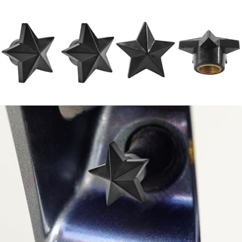 4PCS Star Tire Valve Stem Caps FivePointed Star Shaped Car Wheel Tire Valve Caps with Rubber ORing Car Tire Air Cap Dust Proof Covers Universal LeakProof Wheel Stem Cover for Most Cars Black