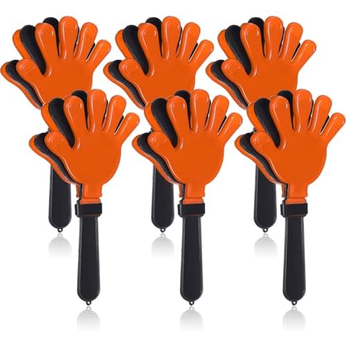 Syhood 6 Pcs Hand Clappers 75 Inch Noise Makers Party Favors Plastic Clapper Sporting Events Cheers for Football Basketball Birthday Decorations Gift SuppliesOrange and Black