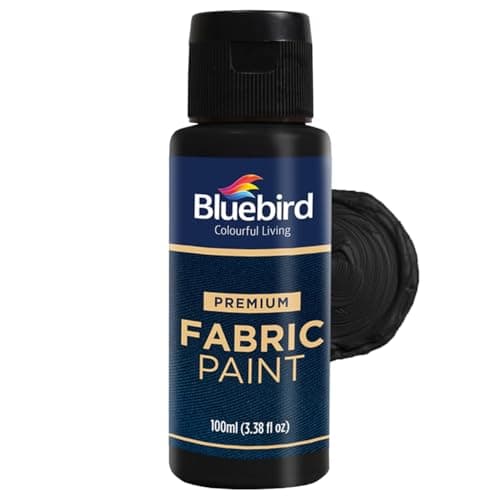 BLUEBIRD Fabric Paint, Lamp Black, 3.4 Fl Oz – Permanent Fabric Paint for Clothes, Costumes, DIY Crafts & Furniture Upholstery
