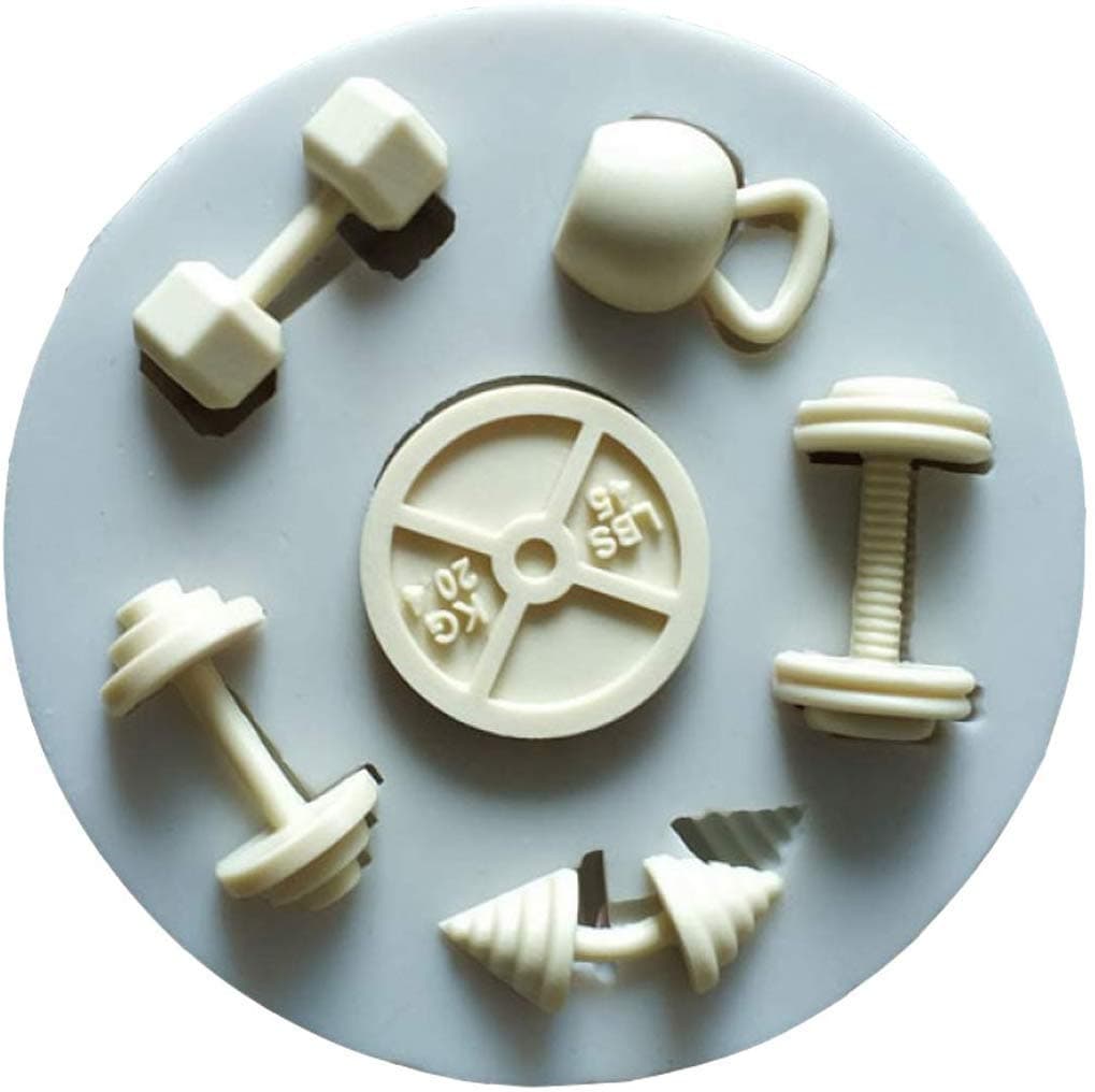 Tiny Cute Fitness Workout Exercise Dumbbell Weightlifting for DIY Cake Baking Biscuit Tray 3D Hard Candies Desserts Drop Decor Silicone Mold Tool
