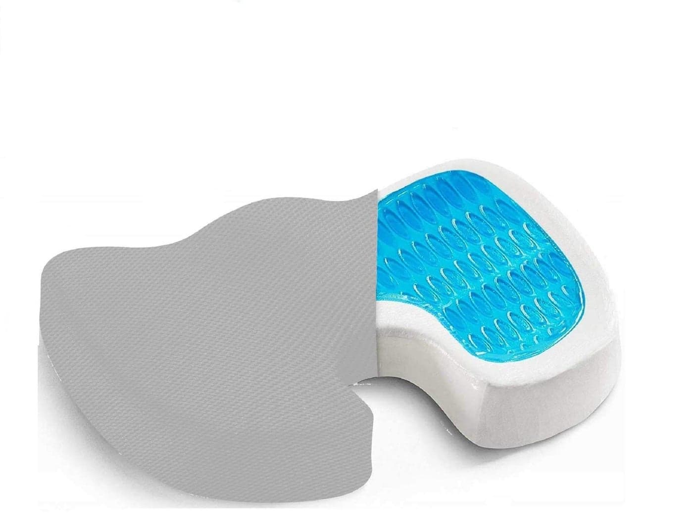 obliq Orthopaedic Coccyx Pillow Tailbone Seat Cushion with Cooling Gel High Density Memory Foam to Relieve Sciatica, Back Pain Relief for Chair, Wheel Chair, Car (Grey)